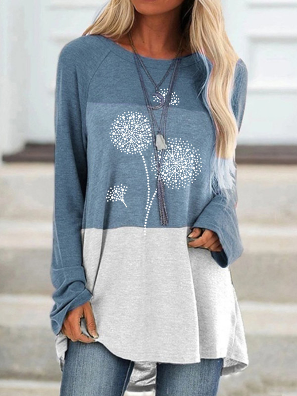 

Casual Dandelion Print Long Sleeve T-shirt