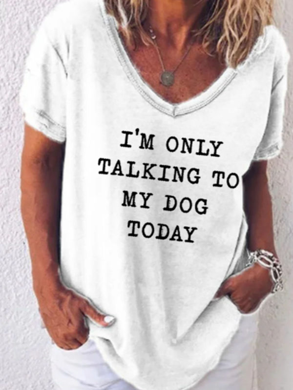 

Casual Letter Printed V-neck T-shirt