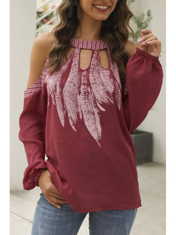 

Loose Casual Off-shoulder Long-sleeved T-shirt