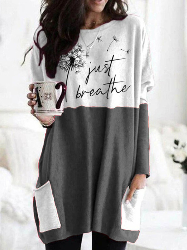 

Casual Letter Print Colorblock T-Shirt