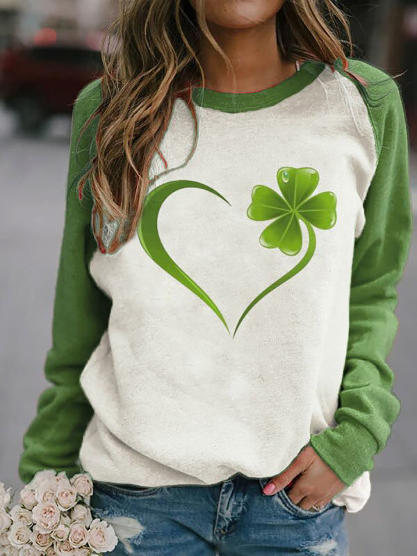 

Women's casual love four-leaf clover casual shirt