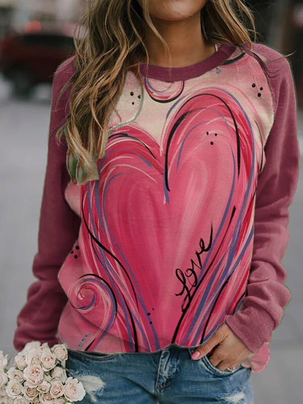 

Women's Valentine's Day Love Print Pullover