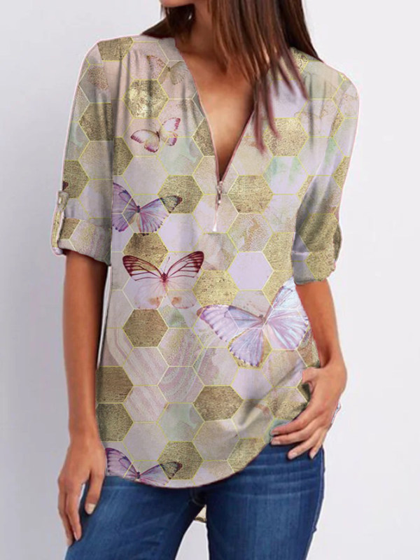 

Casual sleeveless butterfly print Shirt