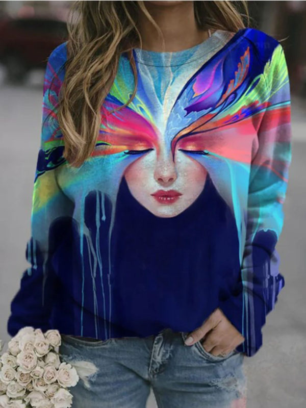 

Hot Sale Face Art Print Cotton Loose Casual T-shirt