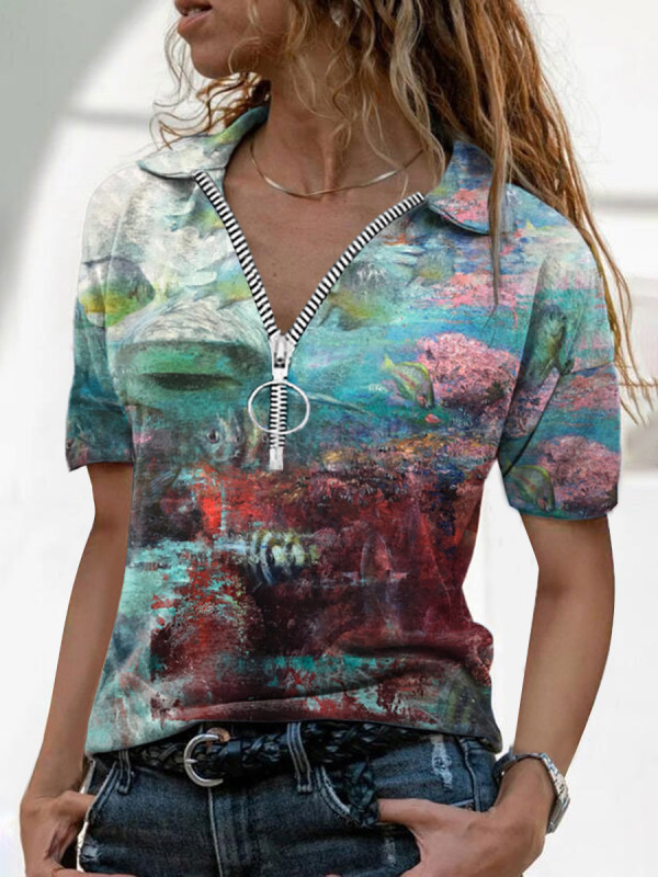 

Casual Printed Color Short Sleeve Shirt