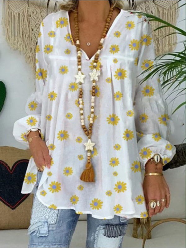 

Daisy Print Loose Casual Shirt