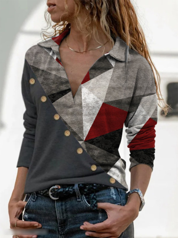 

Casual Printed Color Long Sleeve Shirt