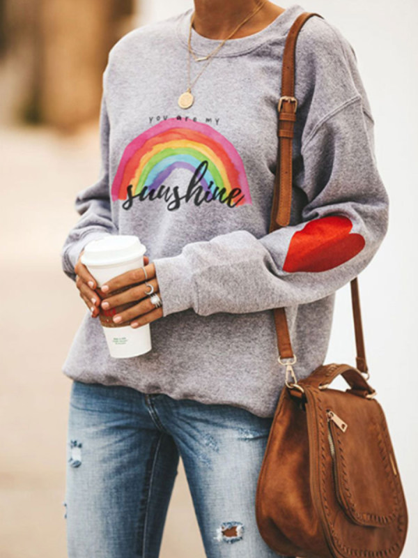 

Casual Rainbow Print Crew Neck Sweatshirt