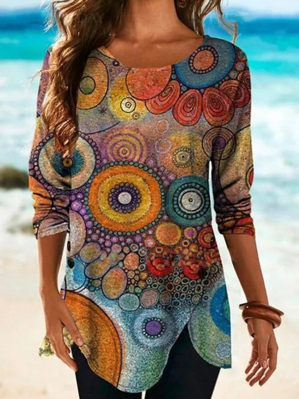 

Casual Color Digital Printing Long Sleeve T-shirt
