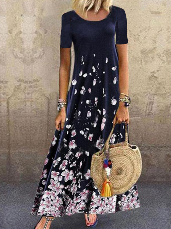 

Casual Print Short Sleeve Dress