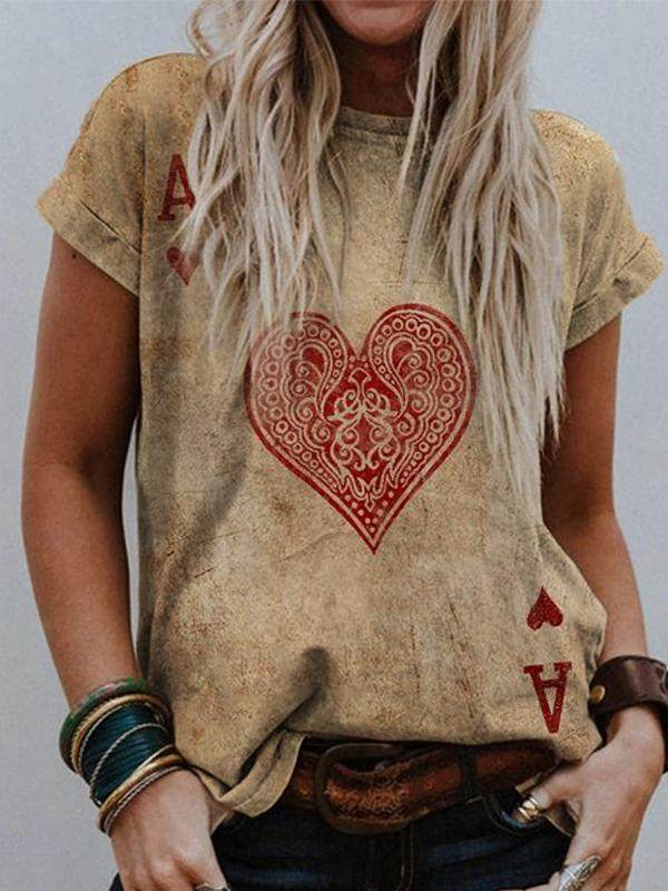 

Womens Valentines Day unique heart-shaped faded T-shirt