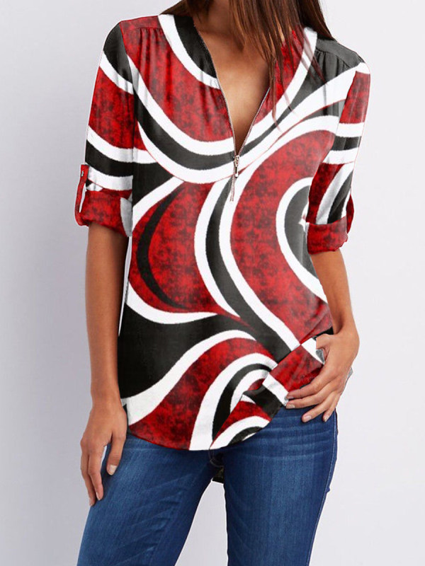 

Women's line printing casual shirt