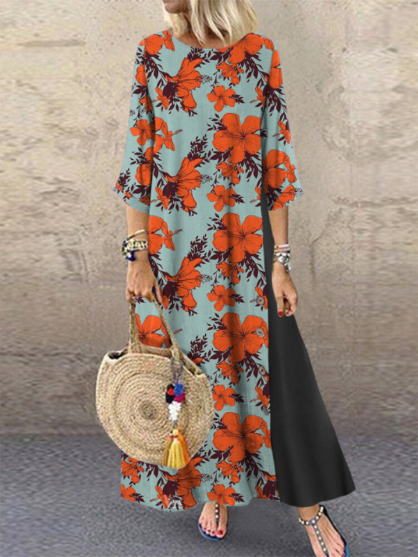 

Women's floral print contrast dress