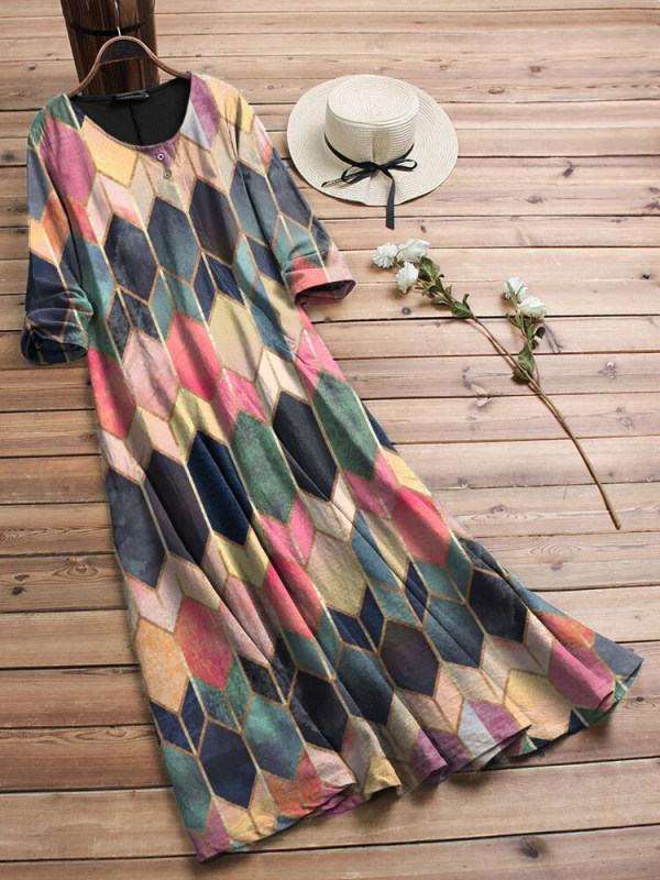 

Women's color block print dress