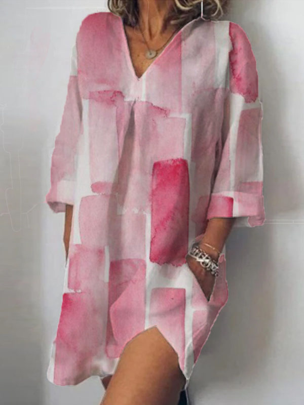 

Ladies All-piece Printed Loose Casual Shift Dress