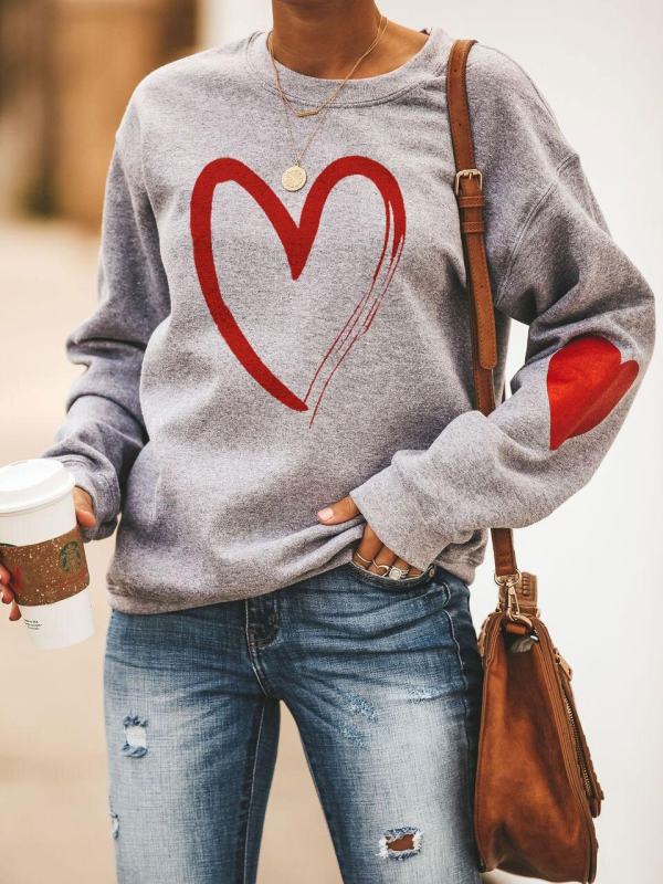 

Casual Heart Printed Long Sleeve Sweatshirt