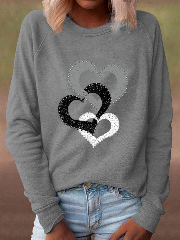 

Fashion Round Neck Love Printed Sweater