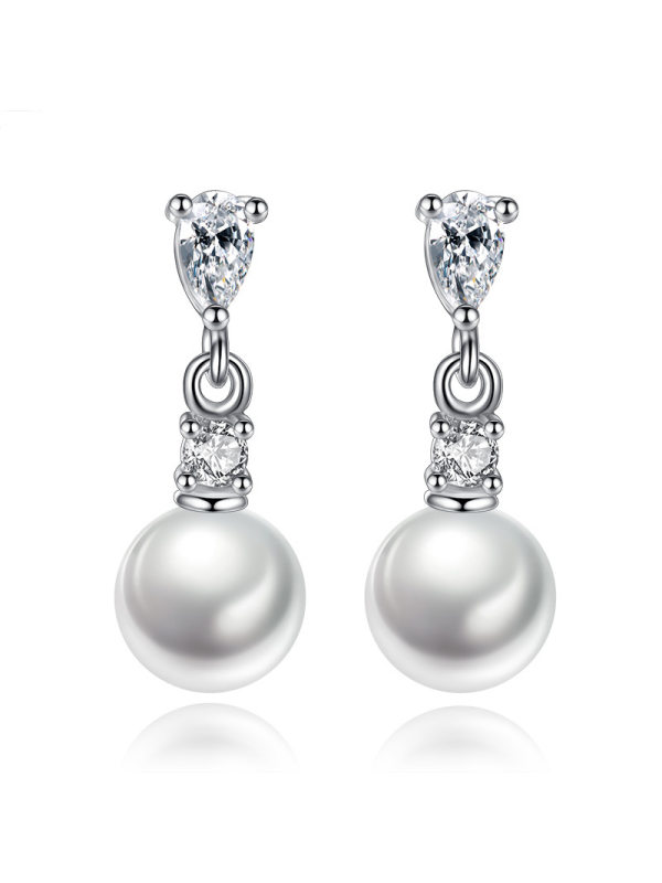 

Silver-plated pearl tassel earrings long earrings