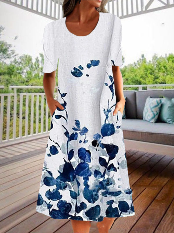 

Loose Printed Casual Pullover Short Sleeve Womens Dress