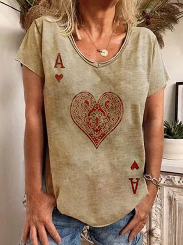 

Womens Valentines Day unique heart-shaped faded T-shirt