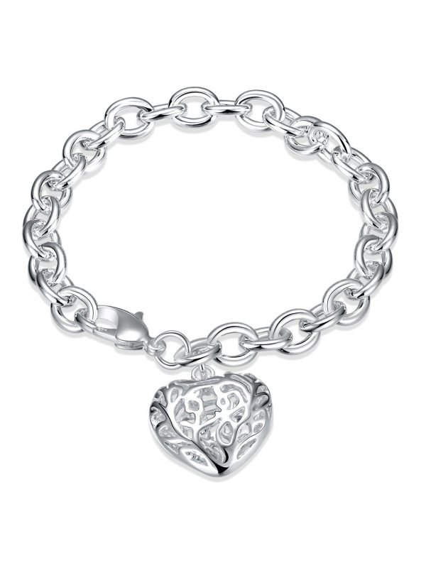

New heart-shaped small bracelet for boys and girls niche light luxury thick chain