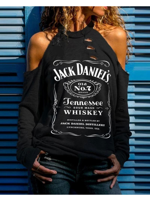 

Ladies Jack Daniel Off Shoulder Casual T-Shirt