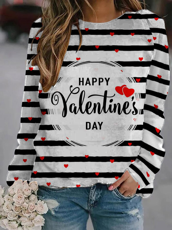 

Round neck casual letter printing long-sleeved T-shirt