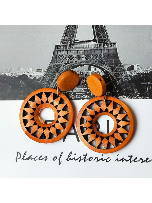 

Ethnic style retro geometric print earrings
