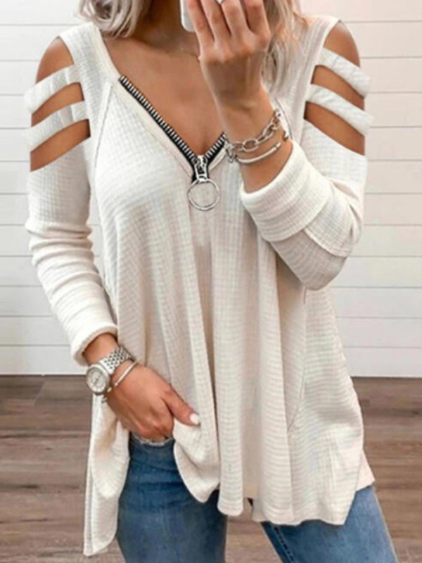 

Women Casual Cold Shoulder LongSleeve T-shirt