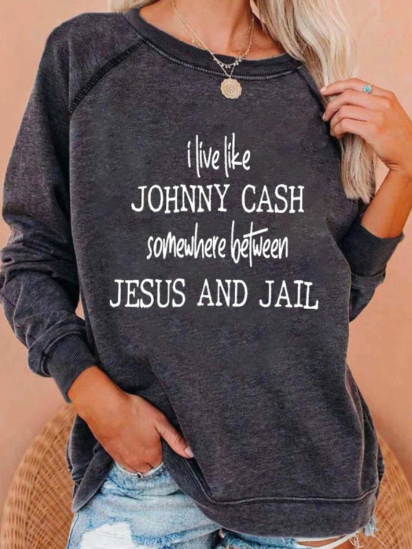 

Casual Printed Loose Round Neck T-shirt