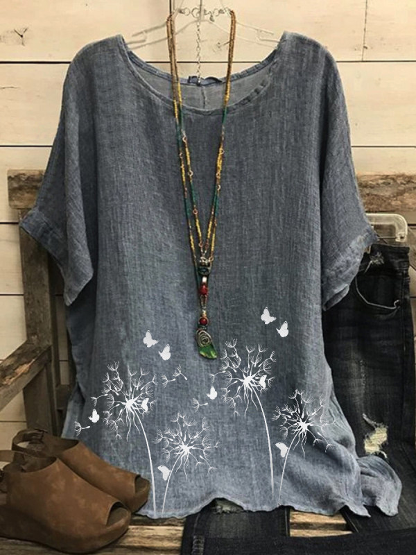 

Round Neck Print Short Sleeve T-shirt