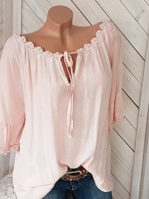 

Women's Lace Loose Long Sleeve Blouses