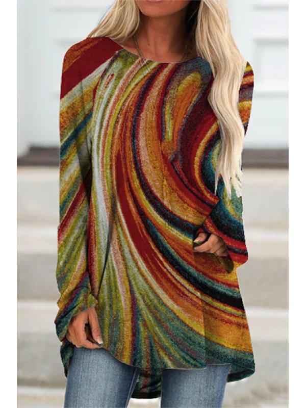 

Casual multicolor long sleeve T-shirt