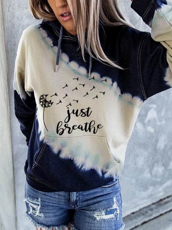 

just breathe print hoodie