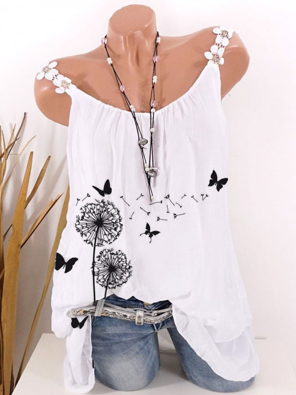 

Print Sleeveless T-shirt