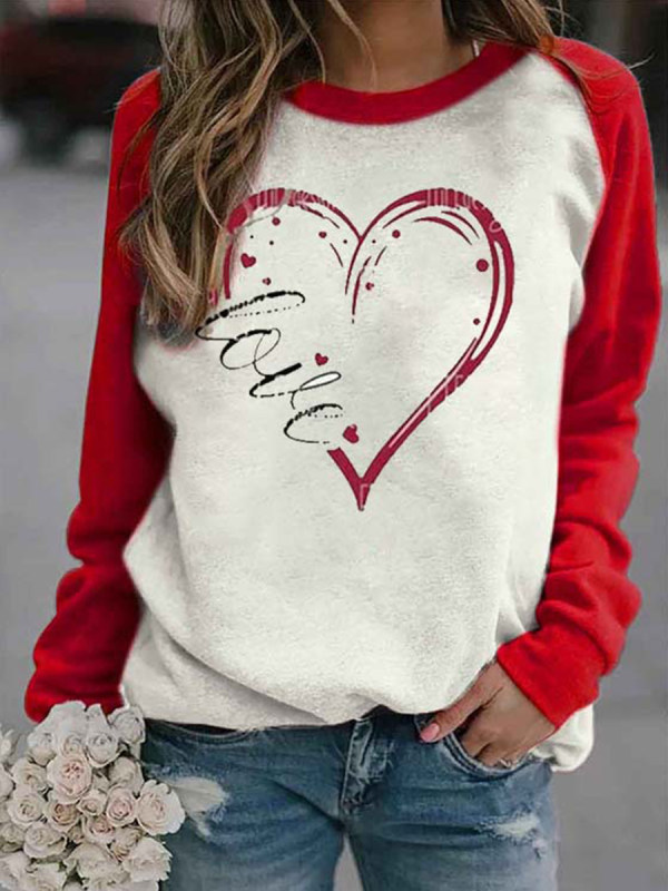 

Women Casual Heart Print Long Sleeve T-shirt