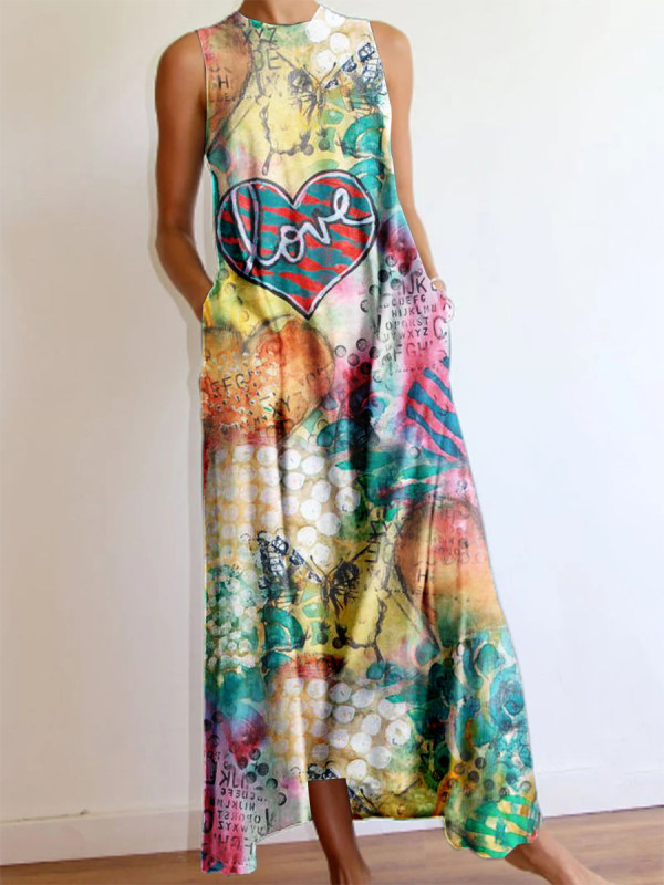 

Casual fashion love printed loose dress