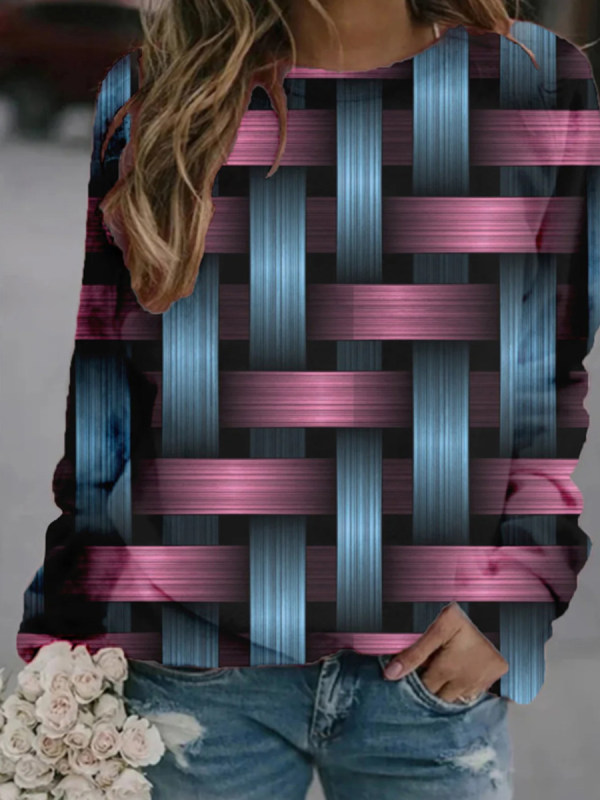 

Womens 3D color block print sweatshirt
