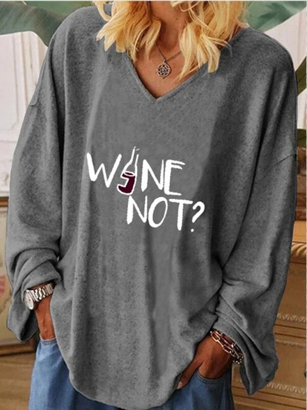 

Fashion Printed V-Neck Long Sleeve T-Shirt