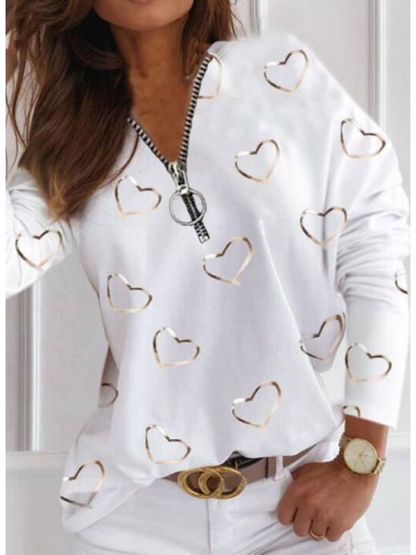 

V-neck love gilt printed sweatshirt