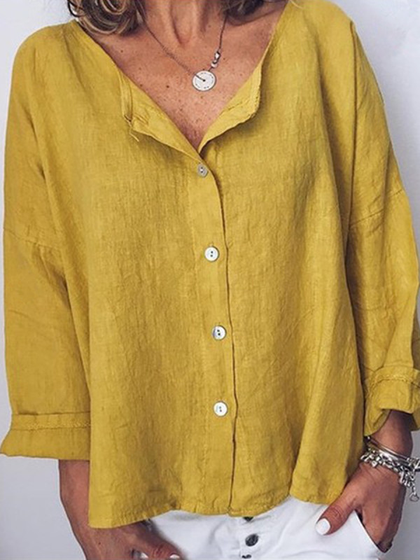 

Women Casual Solid Color Long Sleeve Blouse