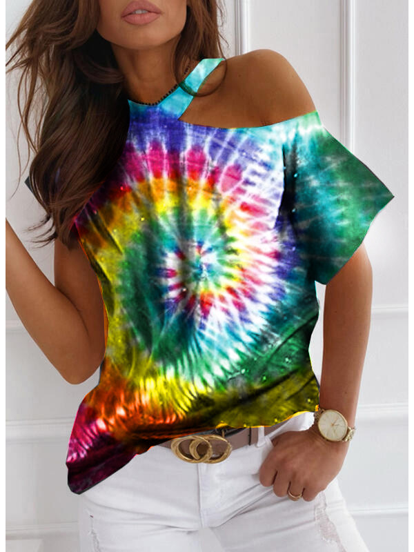 

Colorful strapless tie-dye T-shirt