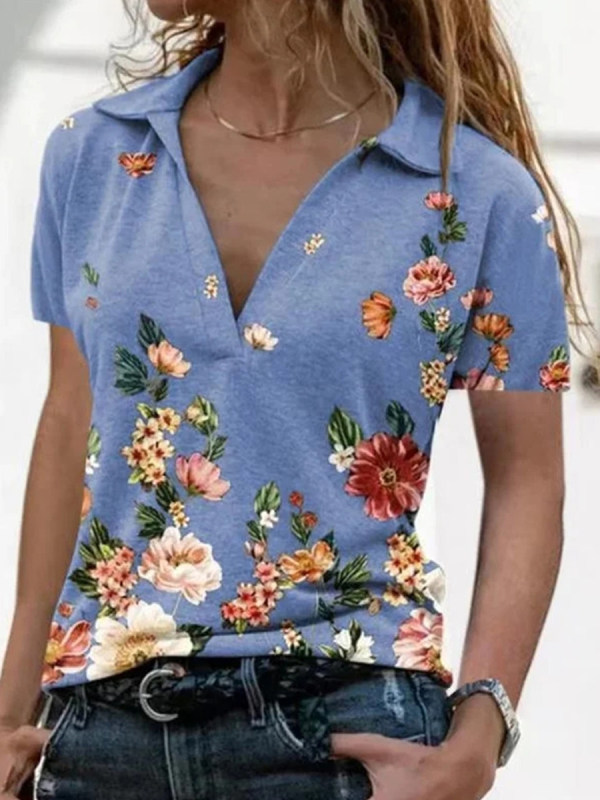 

Casual Floral Print Short Sleeve T-shirt