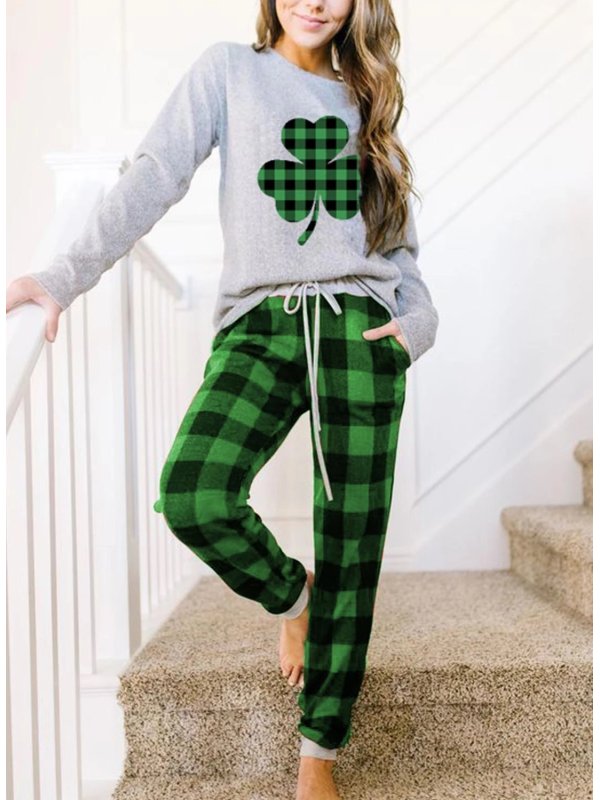 

Ladies Irish St Patricks Day Clover Printed Casual Suit