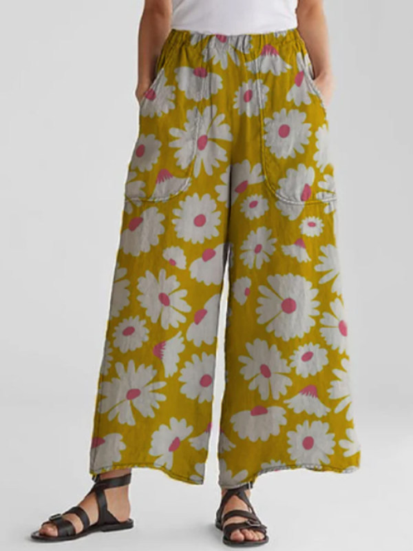 

Ladies Casual Full-piece Printed Wide-leg Pants