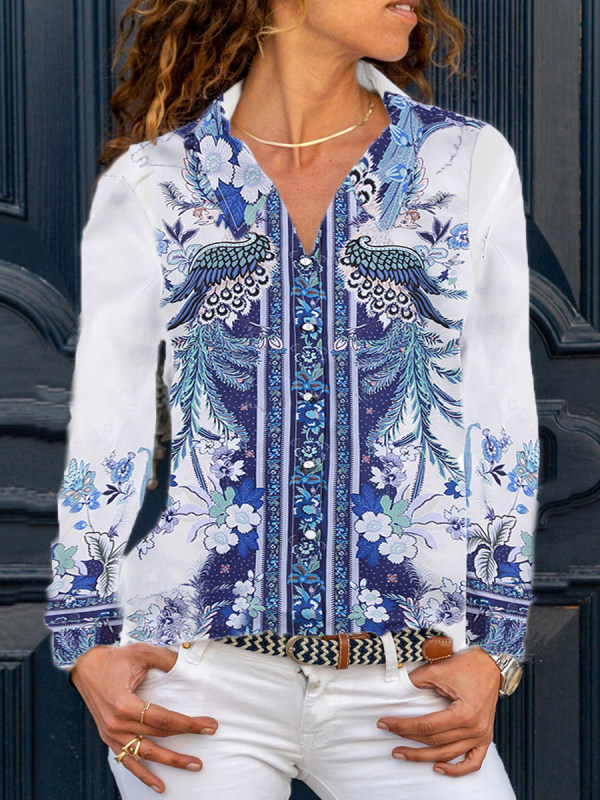 

Casual Retro Print Long Sleeve Shirt