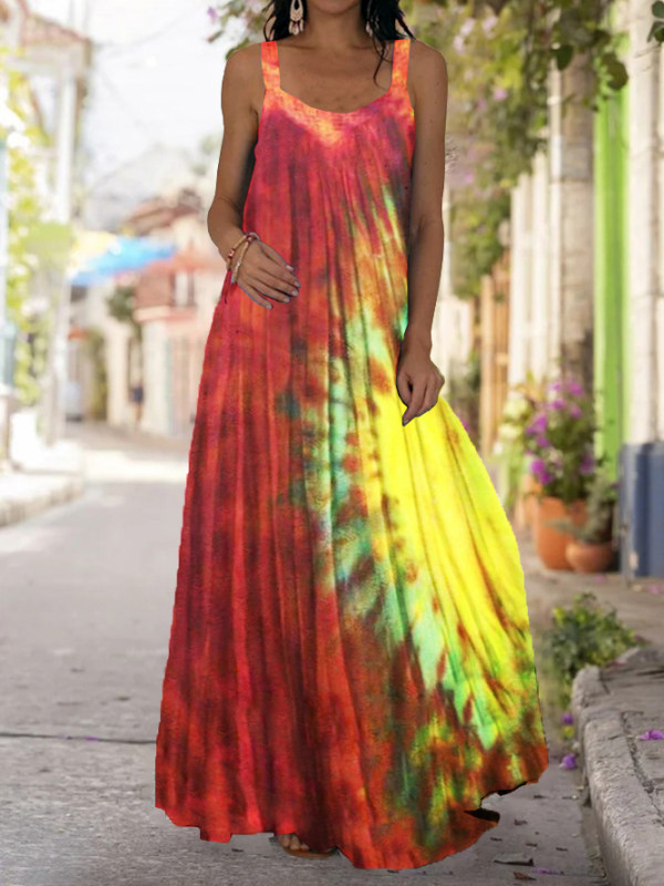 

Tie-dye printed sling casual long skirt