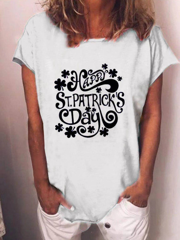 

Casual Printed Letter V-neck T-shirt