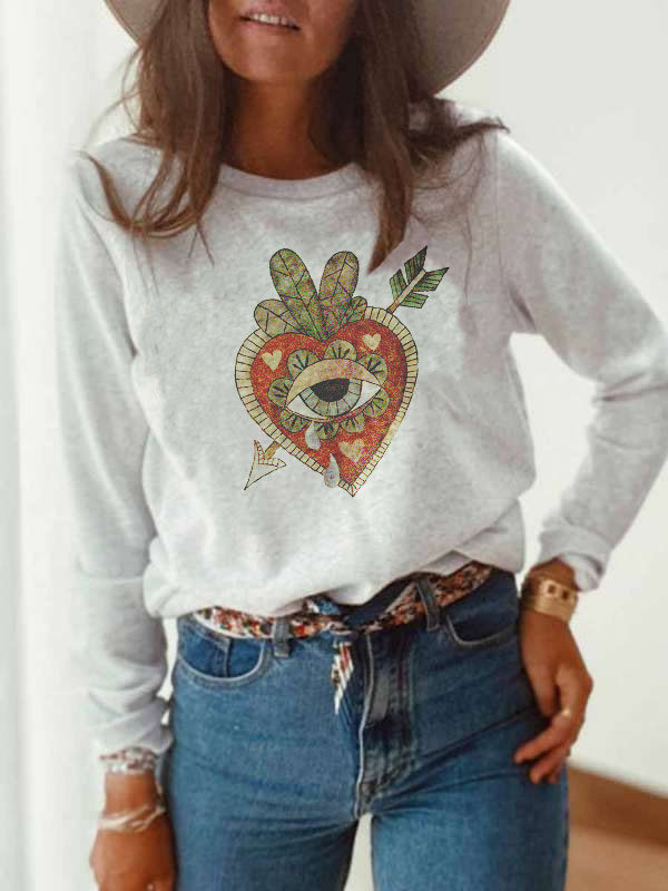 

Print Crew Neck Long Sleeve T-shirt