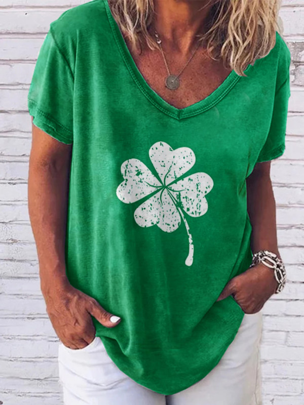

Ladies fashion clover print t-shirt